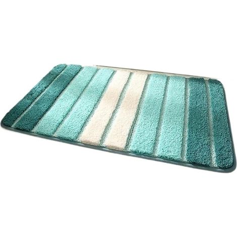 JSSEVN - Thick, non-slip, striped bathroom mat with large capacity, super absorbent, quick-drying, flocked mat (40 x 60 cm) (1/5)