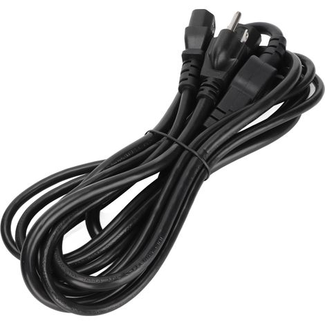 Câble d'alimentation pour ordinateur, connecteur mâle 5-15P vers double IEC320 C13 femelle en forme de Y, prise américaine, 125-250 V, 3 mètres / 9,8 pieds (JD3264) (1/5)