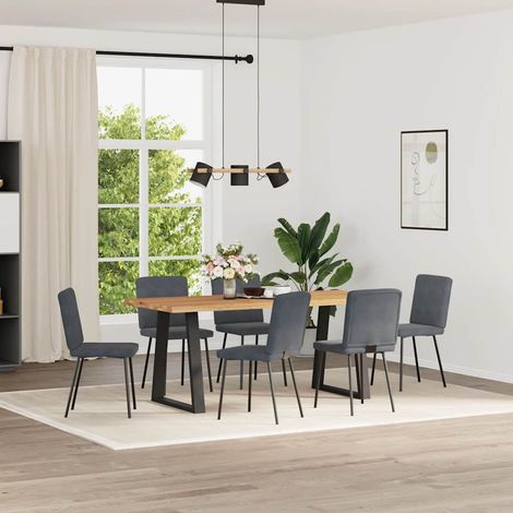 Lot de 6 Chaises à manger,Chaise de cuisine gris foncé velours CFW70656 (1/5)