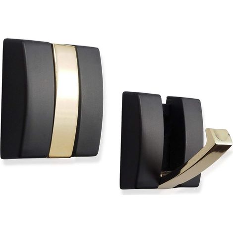 Klappbare Wandhaken zum Einklappen – (Schwarz/Gold, 2er-Pack) Robuste Wandhaken aus Aluminium – Einziehbare Haken zum Aufhängen von Mänteln und Handtüchern (1/5)