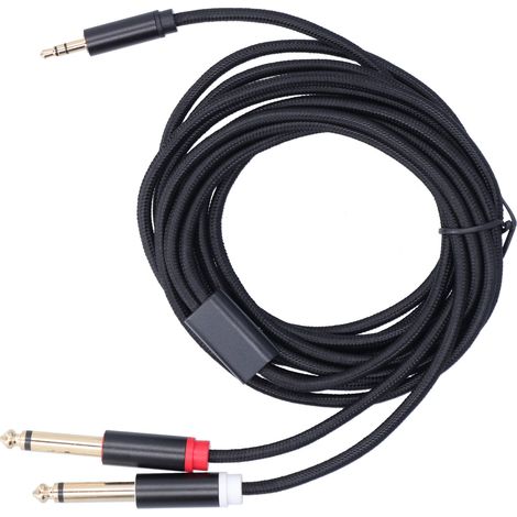 Câble adaptateur 3683 en coton tressé, prise mâle 3,5 mm vers double prise jack 6,35 mm, pour haut-parleurs, longueur 3 m / 9,8 pi (1/5)