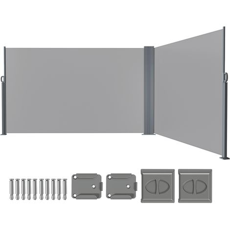 TolleTour Doppel-Seitenmarkise ausziehbar 160 x 600 cm, Ausziehbar Windschutz Sichtschutz für Balkon, Terrasse und Garten, Grau (1/5)