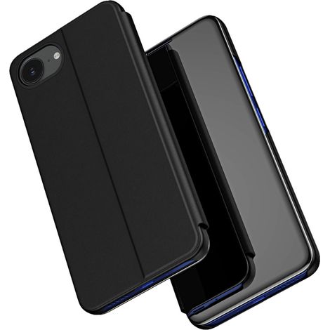 iPhone 16e Clear View Hülle mit Klappdeckel – Schwarz (1/3)