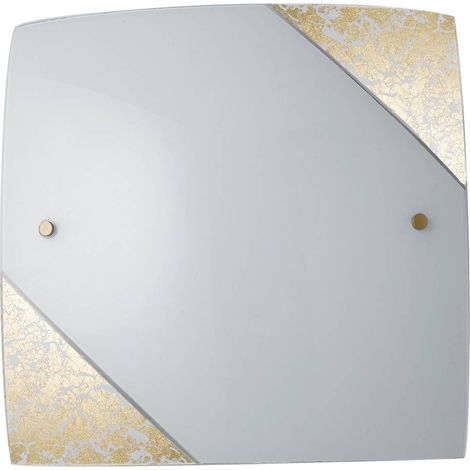 "Plafoniera PARIS in vetro con decoro in foglia oro 30x30 cm." (1/2)