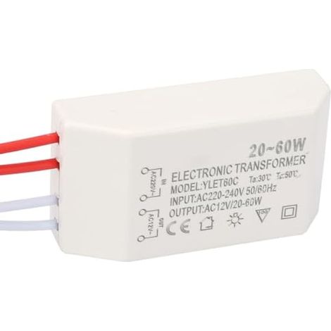 Transformateur électronique 220 V vers 12 V CA, 20-60 W (spécialement conçu pour les lampes halogènes G4 12 V) (1/5)