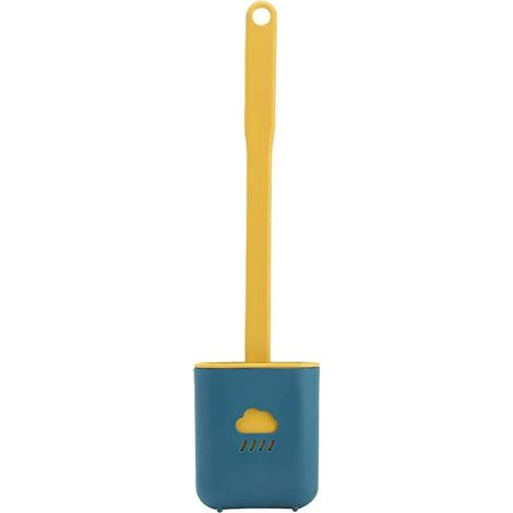 Nettoyant WC Silicone Antibactérien Brosse Toilette Plate avec Support Mural Séchage Rapide, Kit Brosse de Toilettes Suspendu, Accessoire Salle de Bain (1/5)
