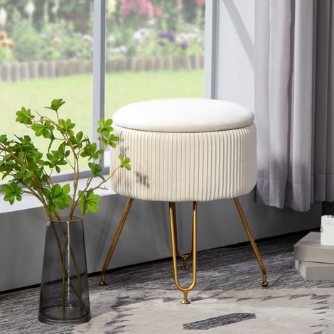 Banquette de rangement Ø40 cm crème blanche OKMYHOME (1/5)