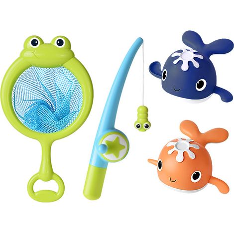 Jouets de bain magnétiques pour enfants : jeu de pêche dans la piscine, baleines mécaniques pour baignoire et piscine, lot de jouets aquatiques