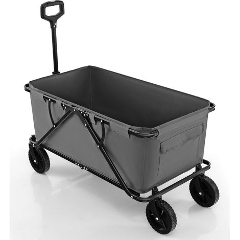 Carro plegable 106 x 56 x 74-101 cm con manillar regulable y ruedas todoterreno en metal gris 200011309