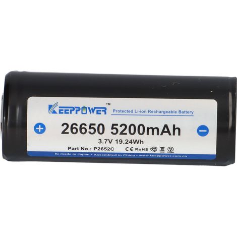 Keeppower 26650 Li-Ion Akku 3,7V 5200mAh (geschützt) - 10A (1/5)