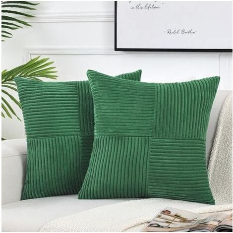 Housse De Coussin - Velours Côtelé - 60x60 Cm - Fermeture Éclair Invisible - Lot De 2 (1/5)