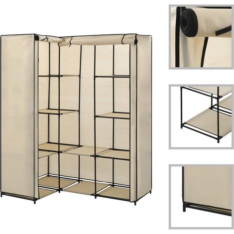 Garde-robe d'angle Crème 130 x 87 x 169 cm (1/5)