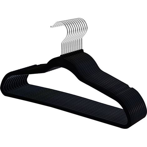 Beflockte Kleiderbügel, 10er-Pack, Schwarz (1/4)