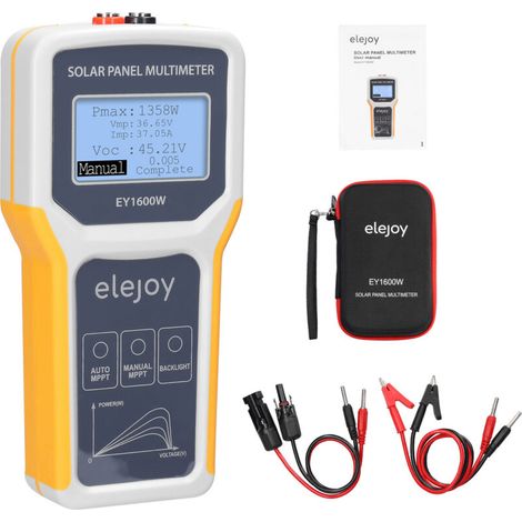 1600W Photovoltaic Panel Multimeter MPPT Solar Panel Tester Open Circuit Voltage Test Device Maximum Power Point Voltage Current Power Tester LCD Screen (1/5)