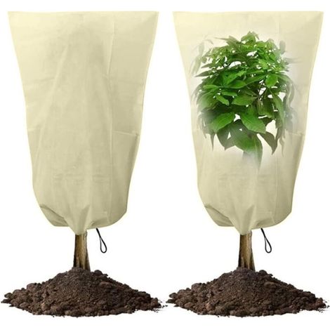 Lntyq Pack de 2 Housses de Protection pour Plantes,100x80cm Hivernage Plante Exterieur,Housse D'hivernage pour Plantes en Pot,Housse Hivernage Plante,Sac de Protection pour Plantes,Plantes Housse D'hi