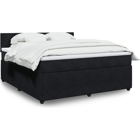 Boxspringbett mit Matratze Schwarz 180x200 cm Samt