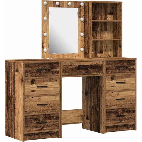 Maison Exclusive - Schminktisch mit Spiegelbeleuchtung 3 pcs Brau