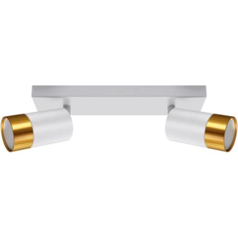 Plafonnier 2 Spots Orientables BLANC et OR pour Ampoule GU10 - S