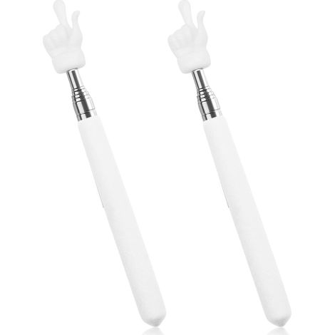 Pcs Telescopic Finger Pointer for Teachers, Handheld Pointers for Teachers, Small Pointing Stick for Primary School Kindergarten Teacher Supplies (White)