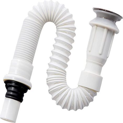 Siphon de lavabo flexible avec évacuation intégrée, raccord G1 1/4”, avec ressort métallique (1/5)