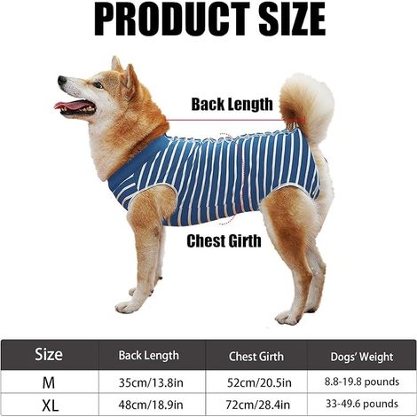 Dog Recovery Suit, Surgical Recovery Suit for Dogs, Cats, Post-Surgery, Alternative Electronic Cone Collar, Abdominal Wound Protector, Anti-Licking (1/2)