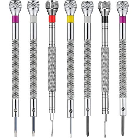 8 Pièces Tournevis de Précision 0,6-1,6 mm pour Réparation de Montres et Lunettes, Outils d'Horloger avec Embouts Anti-Dérapants, Mini Tournevis pour Accessoires de Réparation Horlogerie et Optique (1/5)