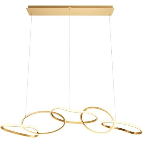 Lampadario led redo group bias sg 01 3391 3392 3393 cct alluminio dimmerabile, finitura metallo oro