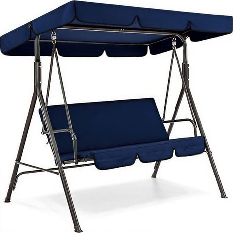 Juego de cubierta superior de repuesto para toldo de columpio de patio, cojines de repuesto para toldo de columpio de exterior, parasol impermeable para hamaca, color azul, 56x47x7 pulgadas. (1/5)