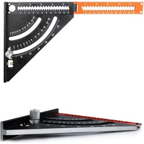 Equerre Menuisier Metal Aluminium Règle de Triangle Pliante Équerre Combinée 316mm Multifonction Équerre Triangle Règle d'Angle Rapporteur 45 90 Degres/Outillage Charpentier(Type 2) (1/3)