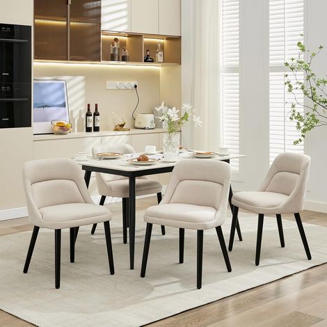 Lot de 4 Chaises de Salle à Manger Rembourrées - Design Scandinave Moderne - Pieds en Bois (1/5)