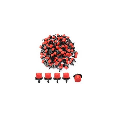 Goutteurs Réglables d'Irrigation, 100 Pièces Goutteur Irrigation, Irrigation Drippers Goutte Goutteurs, Réglable à 360 Degrés, 8 Trous, Pour Tuyau De 4/7mm 1/4 ", Pour Parterres De Fleurs, Jardins (1/5)