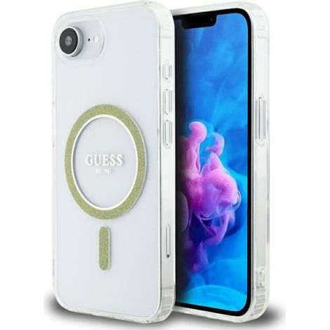 Coque Guess IML Glitter Circle MagSafe transparente pour iPhone 16e (1/5)