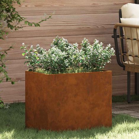 Gartenblumentopf Braun 50 x 32 x 40 cm Wetterfestes Stahl vidaXL (1/5)