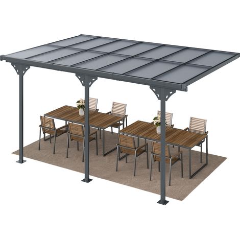 Pergola de jardin réglable 4,4 x 3 m en polycarbonate et aluminium, grise (1/5)