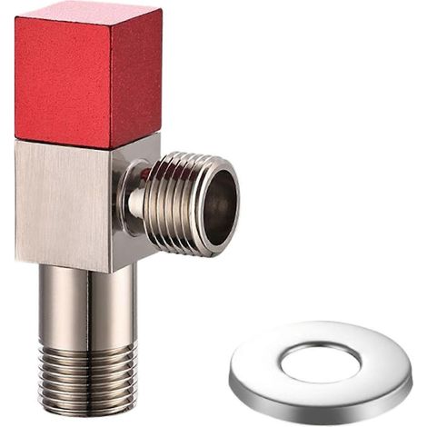 Robinets d'arrêt d'eau polyvalents, robinets d'arrêt coudés à filetage 1/4, adaptés à la cuisine, la salle de bain et les toilettes. Rouge1 (1/5)