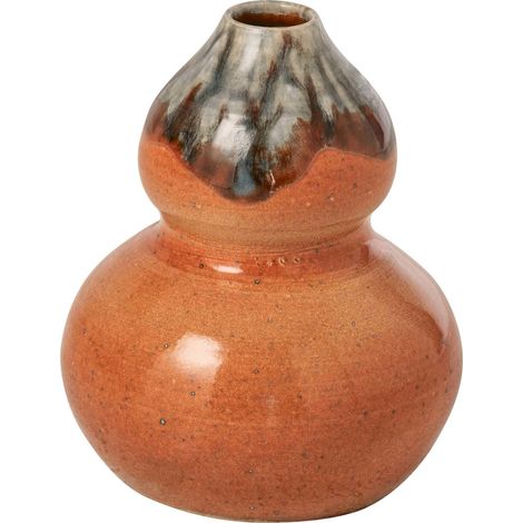 Vase en céramique orange au fini artisanal - orange et marron (1/3)