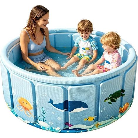 Faltbarer Pool – Tragbarer Pool – Wasserspaß im Freien – Einfacher Aufbau – Großformatig – Blau (1/5)