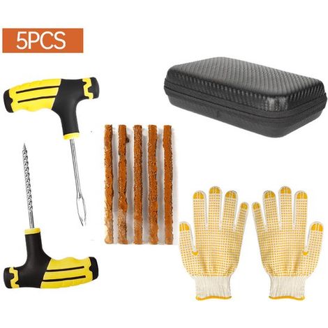Questo kit di riparazione pneumatici da 5 pezzi contiene tappi per pneumatici ed è adatto per auto, moto, camion, tosaerba, ecc., 5 pezzi (1/5)