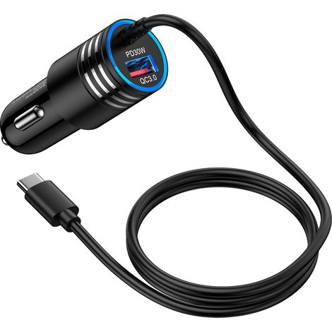 Chargeur Allume Cigare USB C Charge Rapide pour iPhone 17 16 15 48W Chargeur Voiture avec 1M Câble Prise Allume Cigare 12V pour Samsung Galaxy S26 S25 Ultra S24 S23 S21 A57 A15 A16 A17 A34 A55 A56 5G (1/5)
