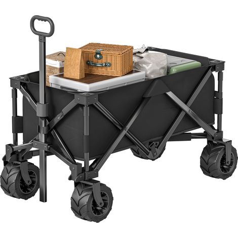 Chariot de plage pliant roues pivotantes 360° asa télescopique noir 108x55x55 cm