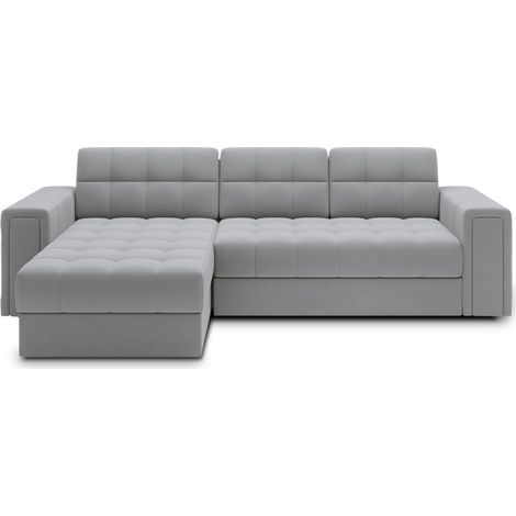 Canapé d'angle convertible KAPITARA gris réversible avec coffre de rangement (1/5)