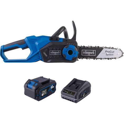 Scheppach Tronçonneuse sans fil C-CS254-X – SET L - série 20V IXES - longueur du guide 25,4 cm - longueur de coupe max 20 cm - 1 batterie 4Ah + chargeur inclus (1/5)