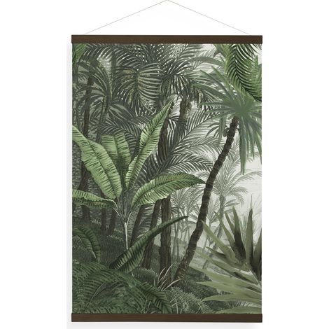 Art for the Home Luxus Kakemono Leinen Wandposter Jungle Landschaft Grun - 100x70cm (1/5)