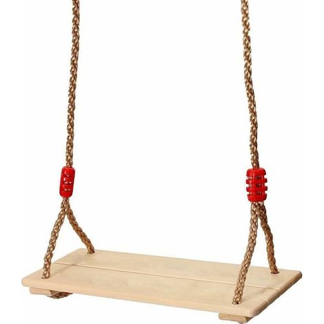 Altalena per bambini con corda regolabile e sedile in legno, portata massima 150 kg (39,516 pollici) (1/4)
