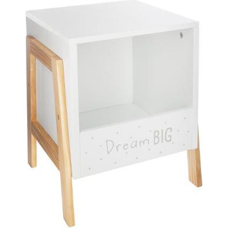 Atmosphera – Meuble de rangement 1 casier Moon 33cm – MDF blanc – Dimensions L. 33 x l. 30 x H. 40 cm – Facile à monter (1/2)