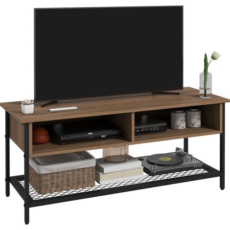 Mobile TV max 48” 110x40x48 cm in Legno e Acciaio Marrone e Nero