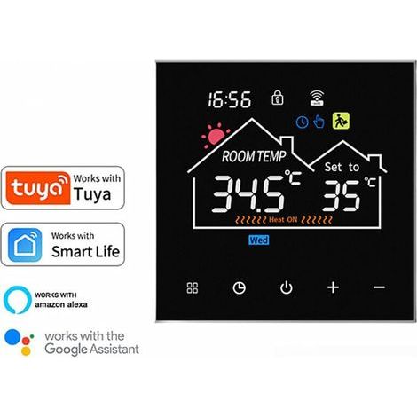 WiFi-Gaskessel-/Warmwasserbereiter-Thermostat, 3A-Warmwasserbereiter-Thermostat für die Warmwasserbereitung, programmierbar, Stromausfallspeicher, Sprachsteuerung, TUYA-App/SM X-Fernbedienung (1/5)