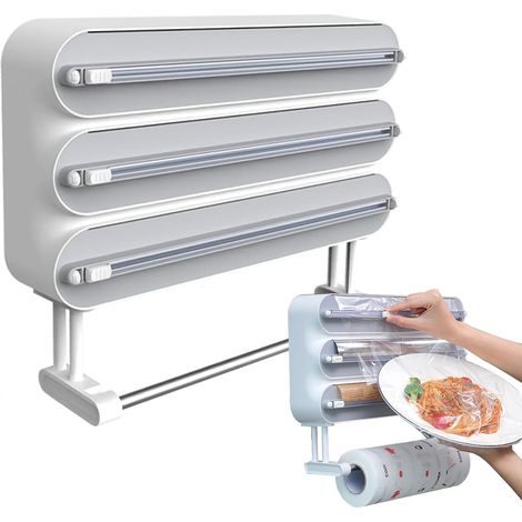 Distributeur de Film Alimentaire avec Porte-Essuie-Tout, Arrière Magnétique
