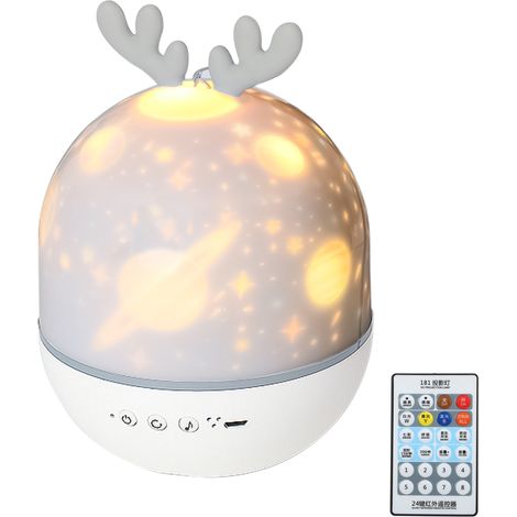USB-LED-Projektor mit Fernbedienung, 360°-Drehung, farbigem Nachtlicht und Musik, Timer — (weiß) (1/5)