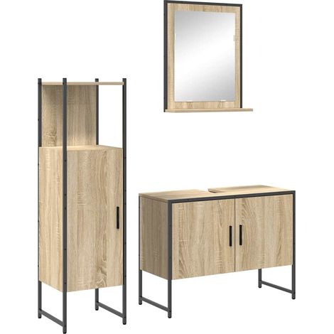 Maison Exclusive - Badezimmermöbel-Set mit Regal mit Tür 3 pcs Br